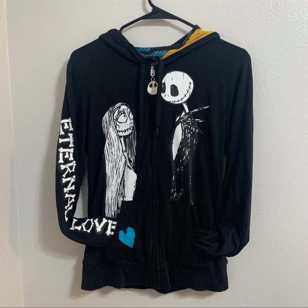 Reversible Jack and Sally Zip Up Hoodie Disney Nightmare Before Christmas